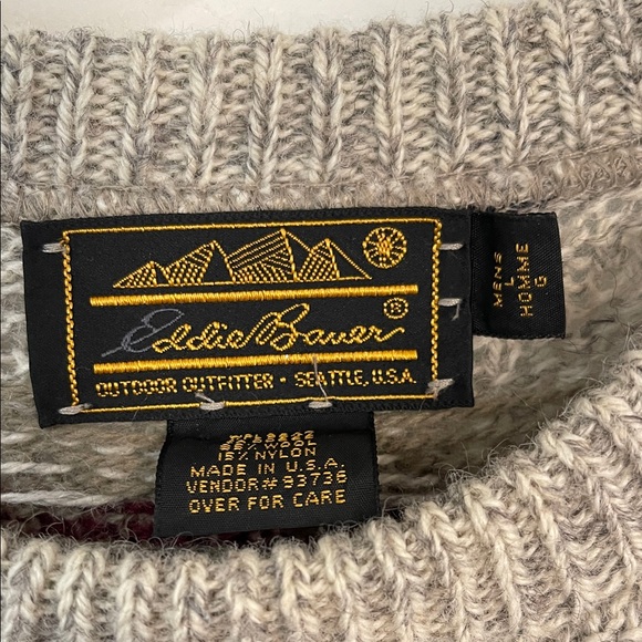 Vintage Eddie Bauer wood sweater fair isle - Picture 2 of 5